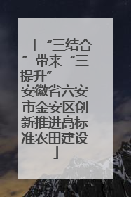 “三结合”带来“三提升”——安徽省六安市金安区创新推进高标准农田建设
