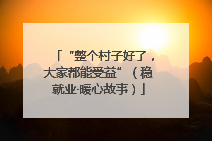 “整个村子好了，大家都能受益”（稳就业·暖心故事）