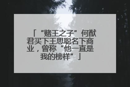 “赌王之子”何猷君买下王思聪名下商业，曾称“他一直是我的榜样”