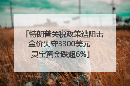 特朗普关税政策遭阻击金价失守3300美元 灵宝黄金跌超6%