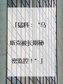 猛料：“马斯克被长期秘密监控！”