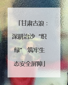 甘肃古浪：深耕治沙“织绿” 筑牢生态安全屏障