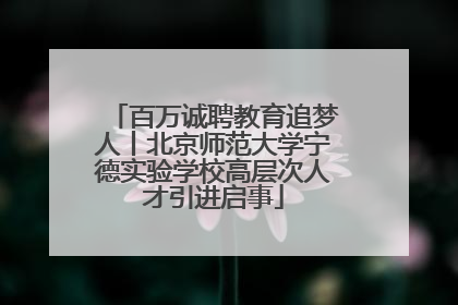 百万诚聘教育追梦人丨北京师范大学宁德实验学校高层次人才引进启事