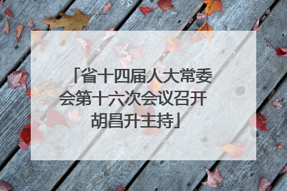 省十四届人大常委会第十六次会议召开 胡昌升主持