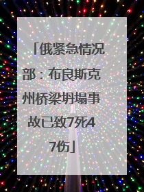 俄紧急情况部：布良斯克州桥梁坍塌事故已致7死47伤