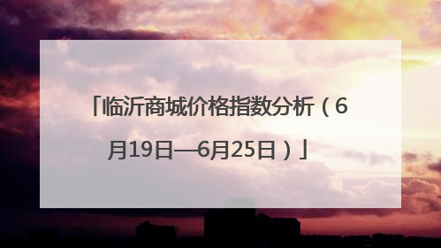 临沂商城价格指数分析（6月19日—6月25日）
