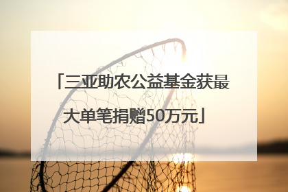 三亚助农公益基金获最大单笔捐赠50万元