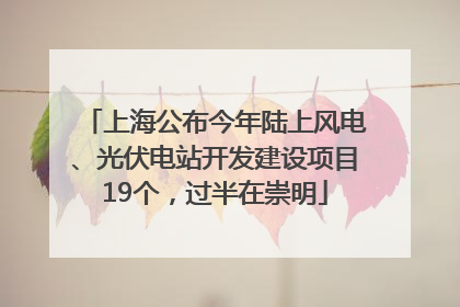 上海公布今年陆上风电、光伏电站开发建设项目19个，过半在崇明