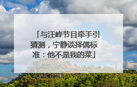 与汪峰节目牵手引猜测，宁静谈择偶标准：他不是我的菜