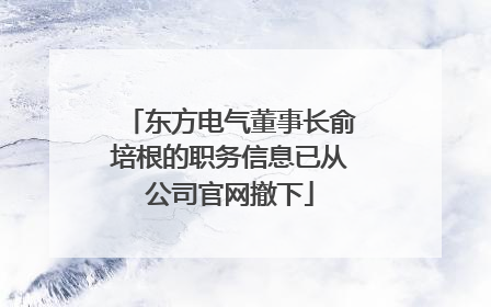 东方电气董事长俞培根的职务信息已从公司官网撤下