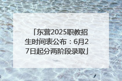 东营2025职教招生时间表公布：6月27日起分两阶段录取