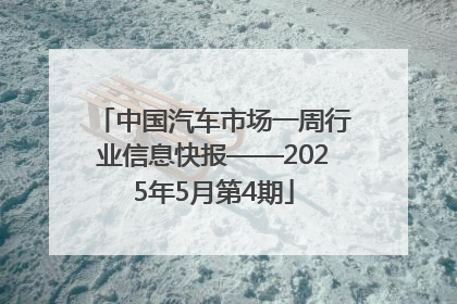 中国汽车市场一周行业信息快报——2025年5月第4期