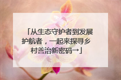 从生态守护者到发展护航者，一起来探寻乡村善治新密码→