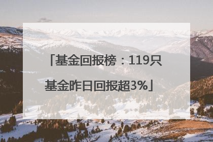 基金回报榜：119只基金昨日回报超3%