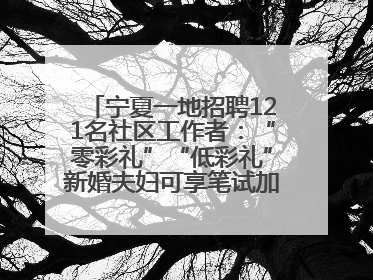 宁夏一地招聘121名社区工作者：“零彩礼”“低彩礼”新婚夫妇可享笔试加分，分别加1分、0.5分