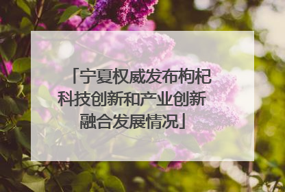 宁夏权威发布枸杞科技创新和产业创新融合发展情况