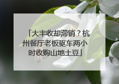 大丰收却滞销？杭州餐厅老板驱车两小时收购山地土豆