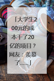 大学生200元的成本干了20亿的项目？网友：羡慕了……