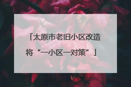 太原市老旧小区改造将“一小区一对策”