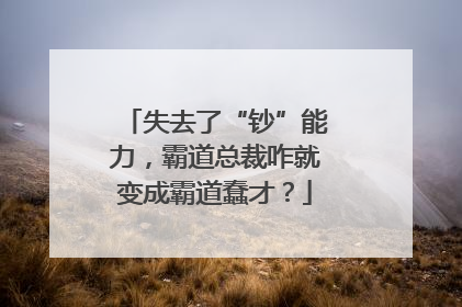 失去了“钞”能力，霸道总裁咋就变成霸道蠢才？