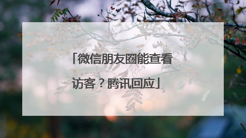 微信朋友圈能查看访客？腾讯回应