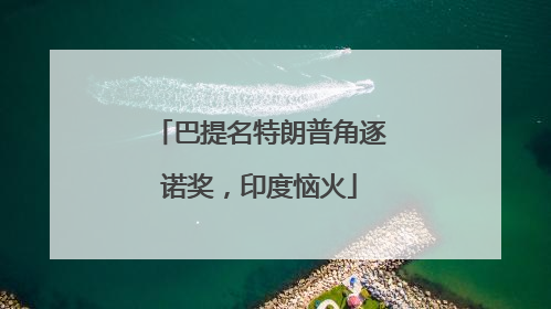 巴提名特朗普角逐诺奖，印度恼火