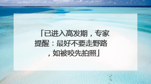 已进入高发期，专家提醒：最好不要走野路，如被咬先拍照