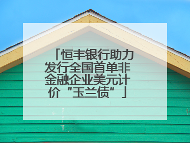 恒丰银行助力发行全国首单非金融企业美元计价“玉兰债”