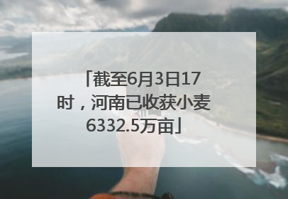 截至6月3日17时，河南已收获小麦6332.5万亩