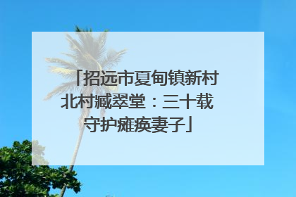 招远市夏甸镇新村北村臧翠堂：三十载守护瘫痪妻子