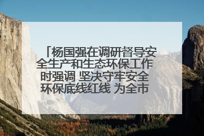 杨国强在调研督导安全生产和生态环保工作时强调 坚决守牢安全环保底线红线 为全市经济社会高质量发展提供坚强保障