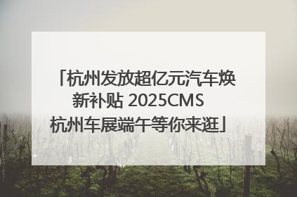 杭州发放超亿元汽车焕新补贴 2025CMS杭州车展端午等你来逛