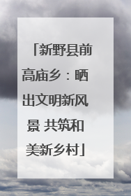 新野县前高庙乡：晒出文明新风景 共筑和美新乡村