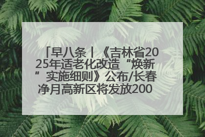 早八条丨《吉林省2025年适老化改造“焕新”实施细则》公布/长春净月高新区将发放200万元汽车消费券！