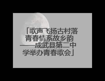 歌声飞扬古村落 青春情系故乡韵——成武县第二中学举办青春歌会