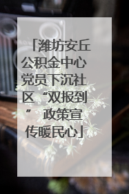 潍坊安丘公积金中心党员下沉社区“双报到” 政策宣传暖民心