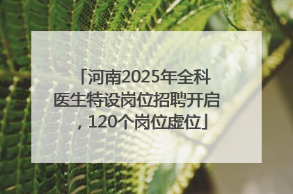 河南2025年全科医生特设岗位招聘开启，120个岗位虚位
