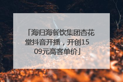 海归海餐饮集团杏花堂抖音开播，开创1509元高客单价