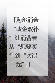 海尔消金“政企双补”让消费者从“想要买”到“买得起”