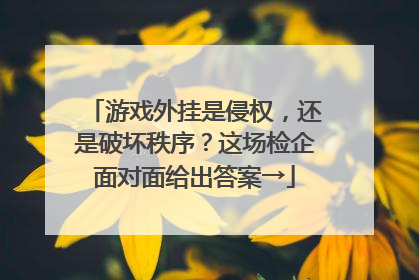 游戏外挂是侵权，还是破坏秩序？这场检企面对面给出答案→