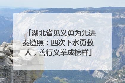 湖北省见义勇为先进秦遵照：四次下水勇救人，善行义举成榜样