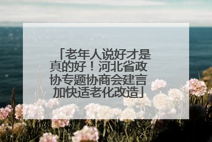 老年人说好才是真的好！河北省政协专题协商会建言加快适老化改造