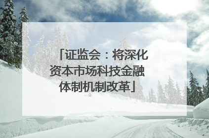 证监会：将深化资本市场科技金融体制机制改革