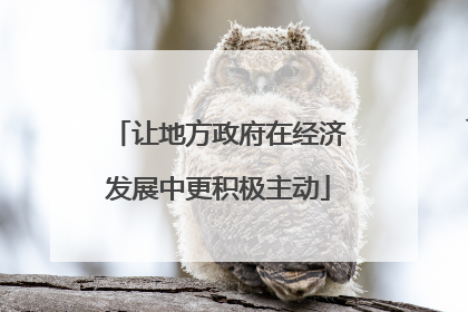 让地方政府在经济发展中更积极主动