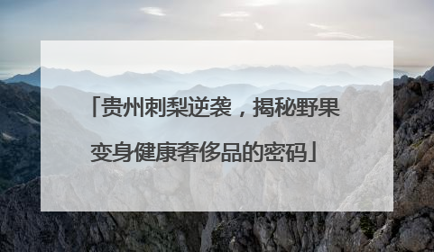贵州刺梨逆袭，揭秘野果变身健康奢侈品的密码