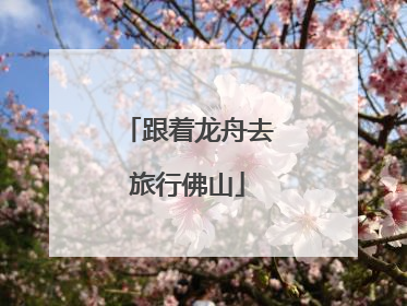 跟着龙舟去旅行佛山