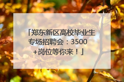 郑东新区高校毕业生专场招聘会：3500+岗位等你来！
