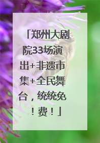 郑州大剧院33场演出+非遗市集+全民舞台，统统免！费！