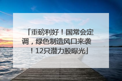 重磅利好！国常会定调，绿色制造风口来袭！12只潜力股曝光