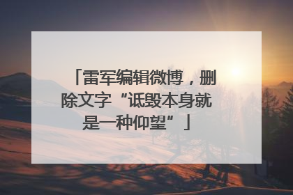 雷军编辑微博，删除文字“诋毁本身就是一种仰望”